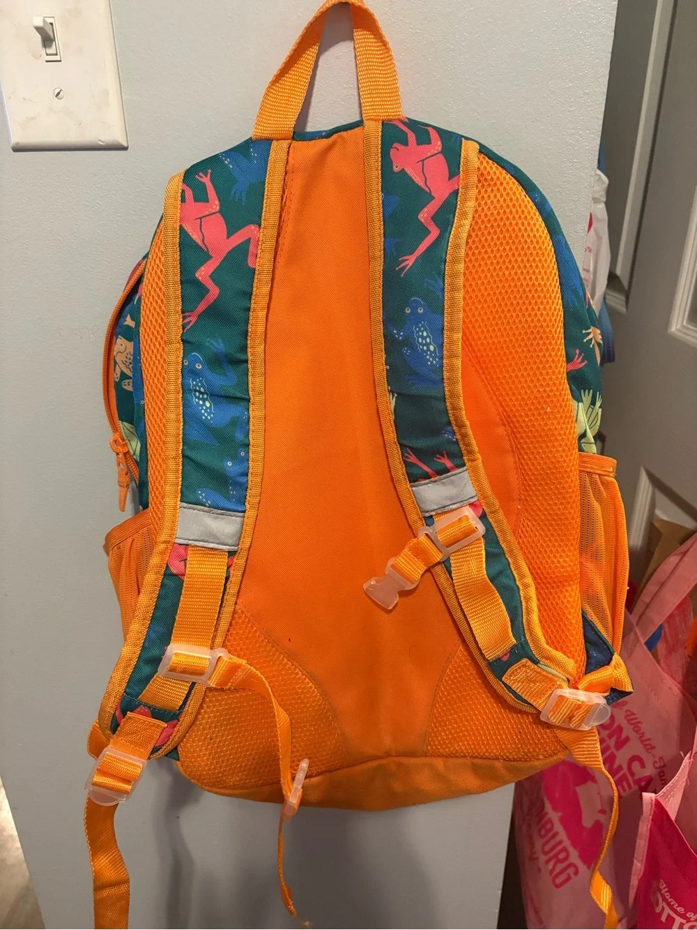Cat & Jack Kids Frog Backpack in Teal with Orange Trim
